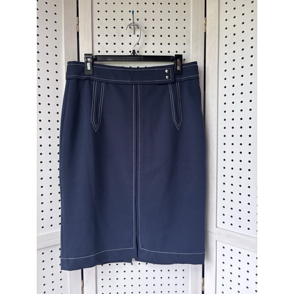 NWT Banana Republic Women's Navy Blue Contrast-Stitch Pencil Skirt Size 10